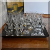 G34. Various matching glasses cut with flowers. 